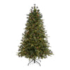 Nearly Natural 6` Snowed Tipped Clermont Mixed Pine Artificial Christmas Tree with 250 Clear LED Lights, Pine Cones and 1242 Bendable Branches