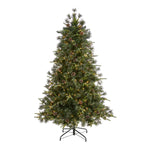 Nearly Natural 6` Snowed Tipped Clermont Mixed Pine Artificial Christmas Tree with 250 Clear LED Lights, Pine Cones and 1242 Bendable Branches