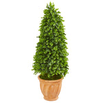 Nearly Natural 9398 40" Artificial Green Eucalyptus Cone Topiary Tree in Terra Cotta Planter (Indoor/Outdoor)