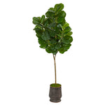 Nearly Natural T2503 74`` Fiddle leaf Fig Artificial Tree in Ribbed Metal Planter