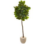 Nearly Natural 9578 78" Artificial Green Real Touch Rubber Leaf Tree in Sand Stone Planter