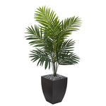 Nearly Natural 5821 4.5' Artificial Green Kentia Palm Tree in Black Wash Planter