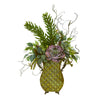 Nearly Natural 8787 27" Artificial Green Succulent & Greens Plant in Metal Planter