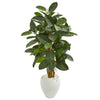 Nearly Natural 9251 53" Artificial Green Rubber Tree in White Planter