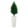 Nearly Natural T2467 50`` Cypress Tower Artificial Tree in Tall White Planter