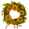 Nearly Natural 22`` Golden Sunflower Wreath