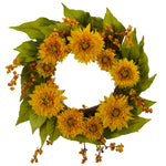 Nearly Natural 22`` Golden Sunflower Wreath