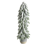 Nearly Natural T3368 33`` Flocked Artificial Christmas Tree in Decorative Planter
