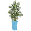 Nearly Natural 5677 5' Artificial Green Areca Palm Tree in Turquoise Planter, UV Resistant (Indoor/Outdoor)
