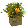 Nearly Natural Bromeliad & Mixed Greens Artificial Arrangement in Planter