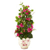 Nearly Natural 9604 25" Artificial Green & Pink Bougainvillea Climbing Plant in Floral Vase