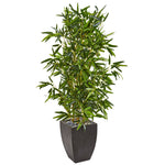 Nearly Natural 9337 5' Artificial Green Real Touch Bamboo Tree in Black Planter, UV Resistant (Indoor/Outdoor)