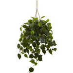 Nearly Natural 6853 36" Artificial Green Philodendron in Hanging Basket, UV Resistant (Indoor/Outdoor)