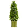 Nearly Natural 9397 41" Artificial Green Eucalyptus Cone Topiary Tree in Metal Planter (Indoor/Outdoor)