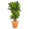 Nearly Natural 38``Corn Stalk Dracaena Artificial Plant in Terra-Cotta Planter (Real Touch)