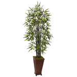 Nearly Natural 5806 5.5' Artificial Green & Black Bamboo Tree in Decorative Planter