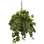 Nearly Natural 6843 22" Artificial Green Grape Leaf in Hanging Basket