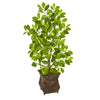 Nearly Natural 9923 35" Artificial Green Ficus Tree in Decorative Metal Planter