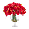Nearly Natural Amaryllis Bouquet Artificial Arrangement in Royal Vase