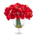 Nearly Natural Amaryllis Bouquet Artificial Arrangement in Royal Vase