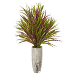 Nearly Natural P1031 33" Artificial Green & Pink Fall Grass Plant in Silver Planter