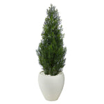 Nearly Natural T2526 3.5`` Mini Cedar Artificial Pine Tree in White Planter