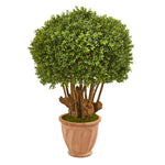 Nearly Natural 9734 39" Artificial Green Boxwood Topiary Tree in Terracotta Planter, (Indoor/Outdoor)