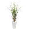 Nearly Natural 6963 58" Artificial Green Bamboo Grass in White Tower Ceramic