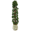 Nearly Natural T2175 58” English Topiary Spiral Artificial Tree in Floral Print Planters