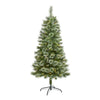 Nearly Natural 5`Wisconsin Slim Snow Tip Pine Artificial Christmas Tree with 150 Clear LED Lights