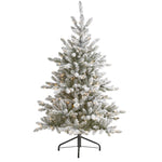 Nearly Natural 5`Flocked West Virginia Spruce Artificial Christmas Tree with 200 Clear Lights and 604 Bendable Branches