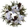 Nearly Natural 4945 22" Artificial Green & White Phalaenopsis & Pine Wreath