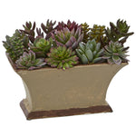 Nearly Natural 4179 Artificial Mixed Succulent Plant in Vase