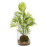 Nearly Natural 8188 14" Artificial Green Mini Areca Palm Plant in Vase