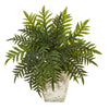 Nearly Natural P1094 2' Artificial Green Real Touch Hares Foot Fern Plant in Country White Planter 
