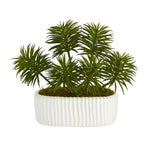 Nearly Natural 10``Succulent Artificial Plant in White Planter