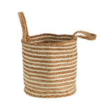 Nearly Natural 0358-S1 14" Basket Cotton and Jute, Handwoven Stripe with Handle