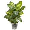 Nearly Natural 9499 38" Artificial Green Real Touch Dieffenbachia Plant in Vintage Metal Bucket 