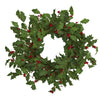 Nearly Natural 24`` Holly Berry Artificial Wreath