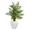 Nearly Natural 5655 3.5' Artificial Green Ruffle Fern Palm Tree in White Planter