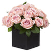 Nearly Natural 11`` Rose Artificial Arrangement in Black Vase