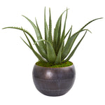 Nearly Natural 9792 26" Artificial Green Aloe Plant in Decorative Bowl