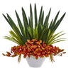 Nearly Natural Cymbidium Orchid Artificial Arrangement in White Bowl