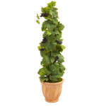 Nearly Natural 6457 4' Artificial Green Grape Leaf Plant in Terracotta Planter