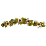 Nearly Natural W1244 5` White Sunflower and Hydrangea Artificial Garland