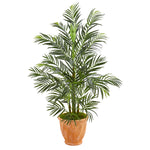 Nearly Natural 5623 4' Artificial Green Areca Palm Tree in Terra-cotta Planter UV Resistant (Indoor/Outdoor)