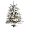 Nearly Natural 3` Flocked North Carolina Fir Artificial Christmas Tree with 150 Warm White Lights and 545 Bendable Branche