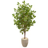 Nearly Natural 9537 69" Artificial Green Oak Tree in Sand Colored Planter