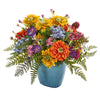 Nearly Natural 1550 Artificial Mixed Floral Arrangement in Blue Vase