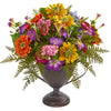 Nearly Natural 1891 16" Artificial Mixed Floral Arrangement in Goblet, Multicolor